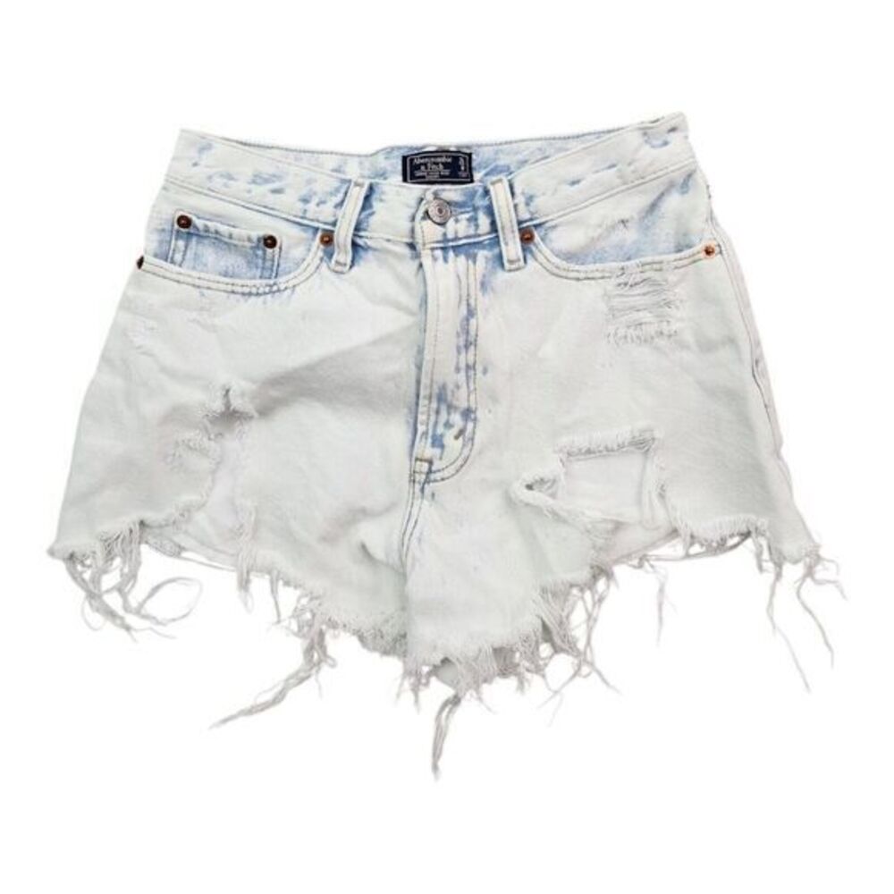 Abercrombie Fitch Annie High Rise Shorts Distressed Denim Womens 25 0‎